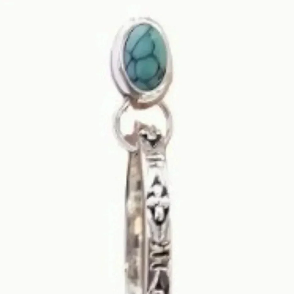 Unique Bohemian Vintage-Inspired Turquoise Hoop Earrings for Men Hypoallergenic